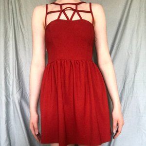 Red Crisscross Strappy Dress